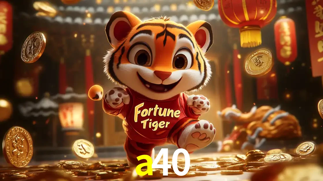 O alegre personagem do Fortune Tiger correndo sobre um caminho de moedas de ouro, simbolizando os grandes prêmios e a diversão do popular jogo de slot do a40.